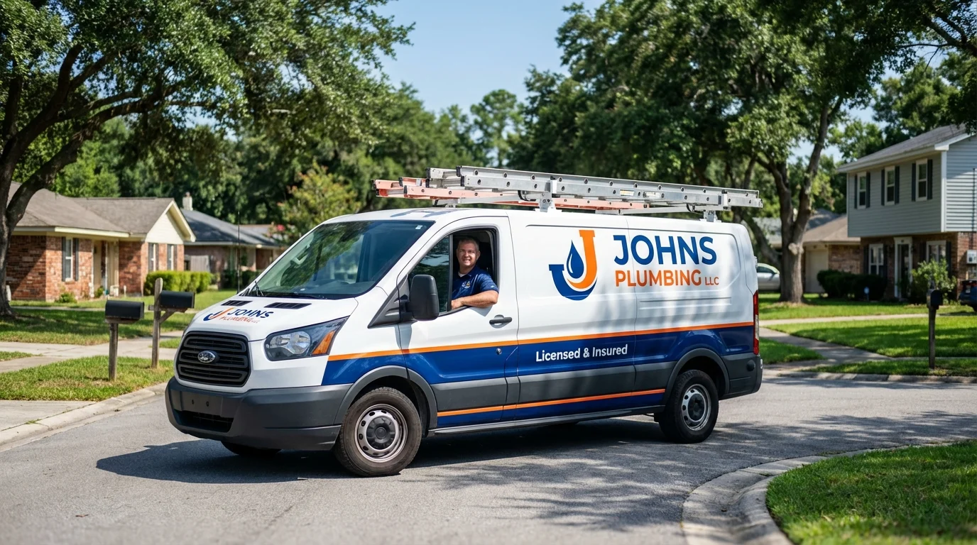 Johns Plumbing LLC service van in Yorkville, IL